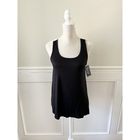 Rene Rafe NWT Black Crochet Lace Back Sleepwear Tank Top M - Picture 1 of 4